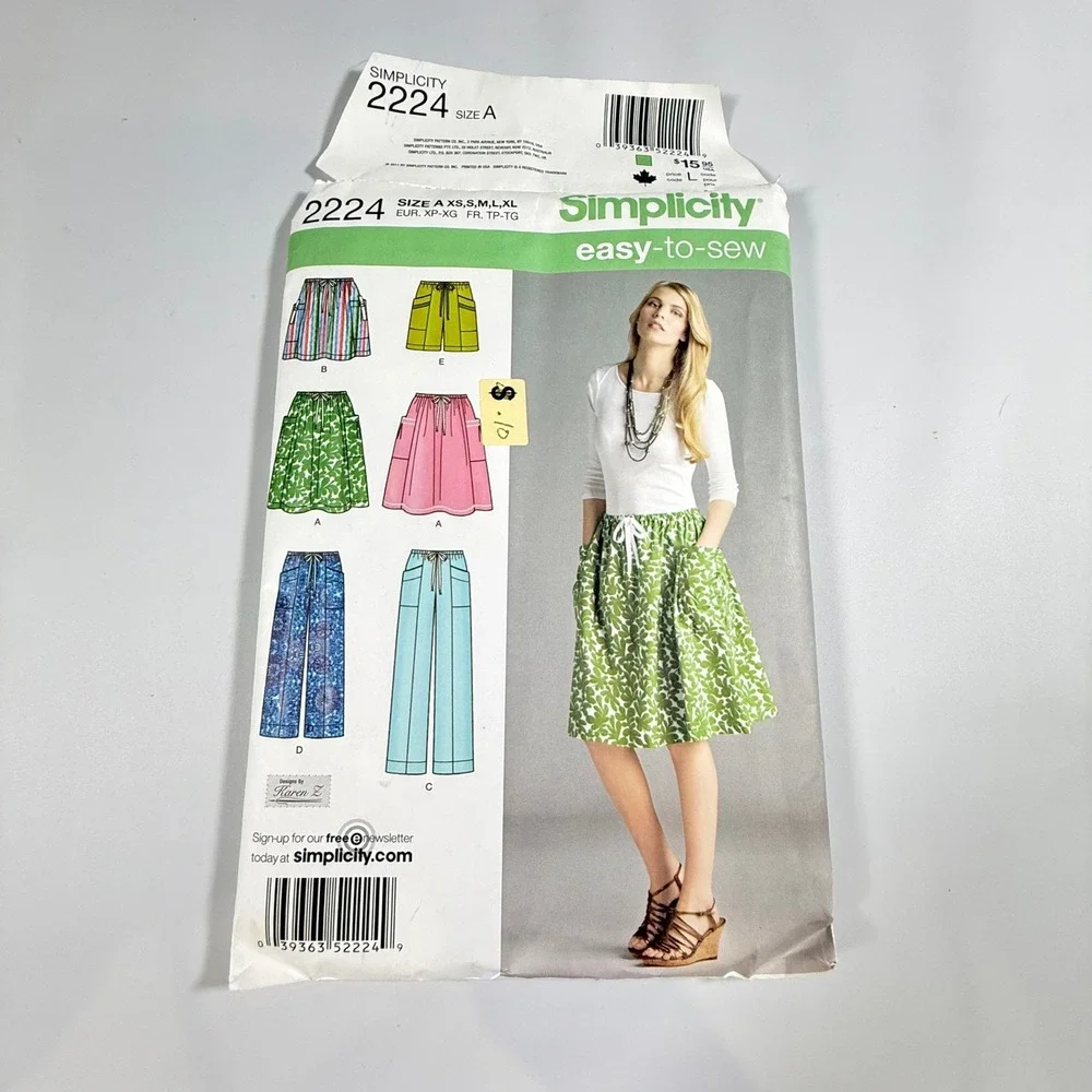 Simplicity 2224 Sewing Pattern Misses Skirt Pants Shorts Size A XS-XL Easy DIY